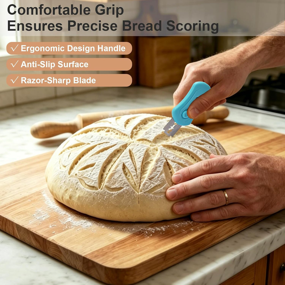 Herda Bread Lame Dough Scoring Tool, Retractable Magnetic Design