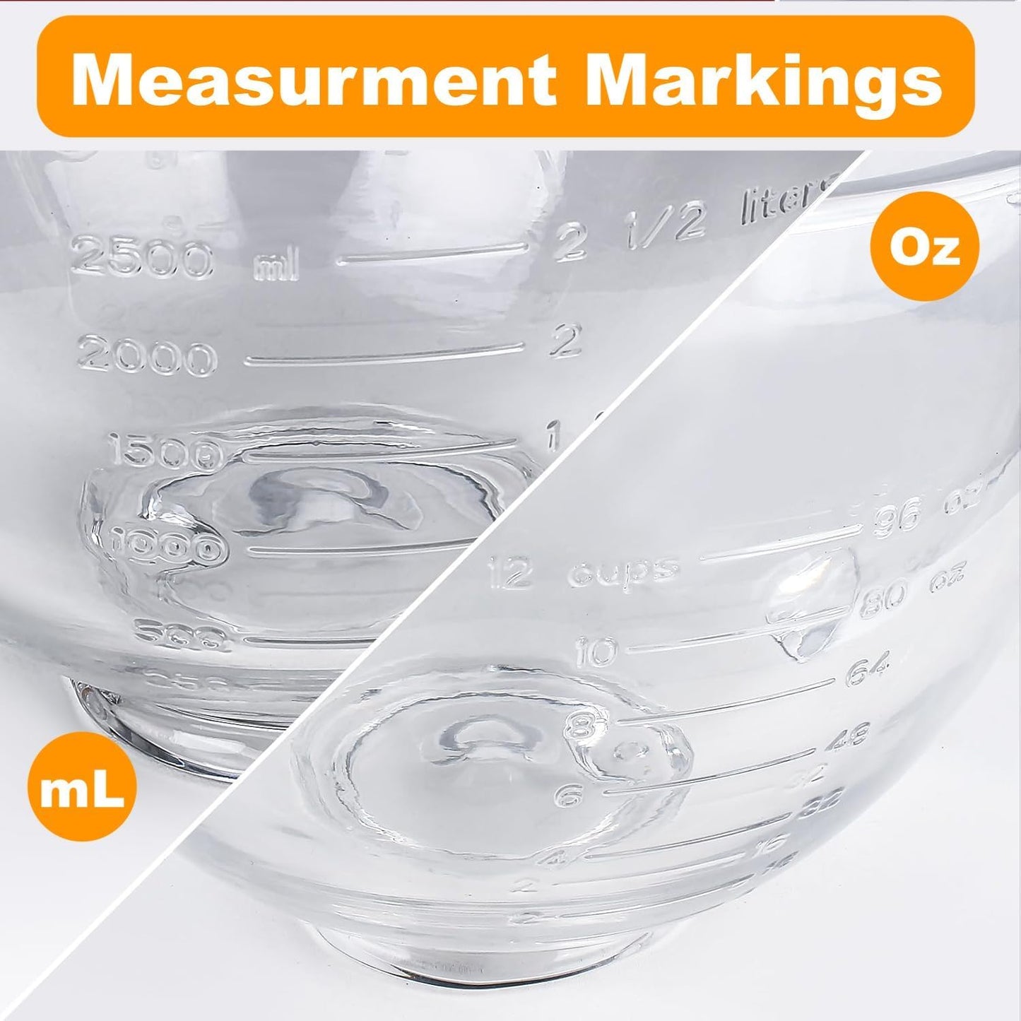 5-Quart Glass Mixing Bowl Compatible with KitchenAid 4.5 and 5QT Tilt Stand Mixers with Lid, Dishwasher Safe with Spout and Handle