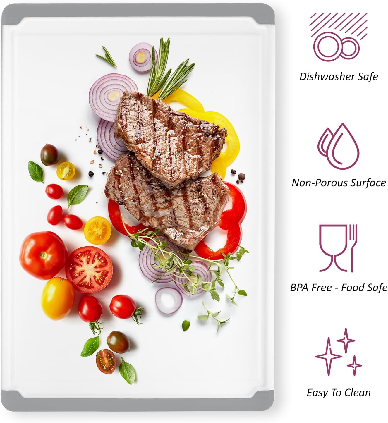 Plastic Cutting Board for Kitchen - Extra Large Cutting Board 18 Inch Reversible Chopping Board, Juice Groove, Non Slip Feet, Dishwasher Safe, BPA Free Large Cutting Board for Meat Vegetables Fruit