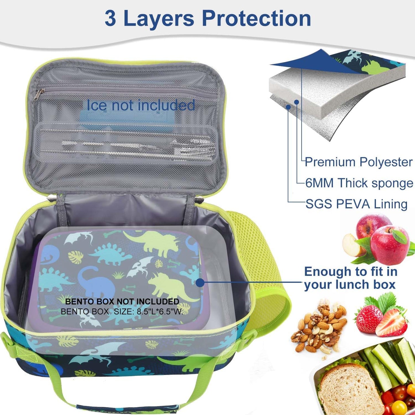 RHCPFOVR Kids Initial Lunch Bag - Insulated Lunch Box for Boys Girls,Washable Lunch Bag and Reusable Toddler Leak-proof Lunchbox for School and Daycare - Colors B