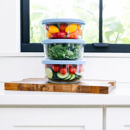 6-Piece Glass Food Storage Containers Set (3 Containers + 3 BPA-Free Lids) | 2-Cup, Leakproof | Microwave, Freezer, Oven & Dishwasher Safe | Ideal for Meal Prep & Pantry Organization, Pistachio