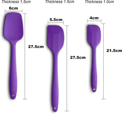 Silicone Spatula 3-piece Set, Ergonomic Handle High Heat-Resistant Spatulas, Non-stick Rubber Spatulas with Stainless Steel Core, Black