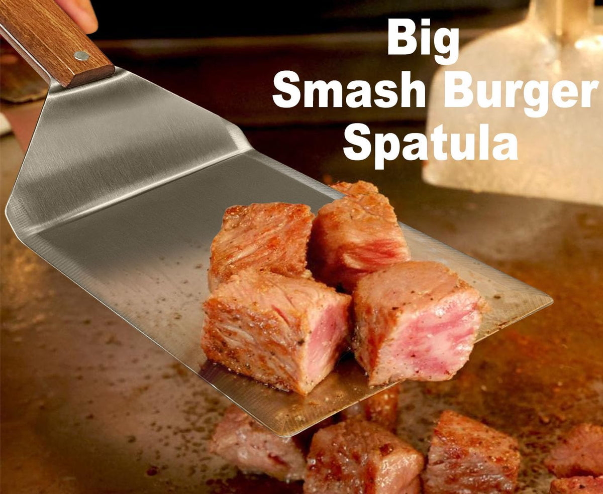 Set of 2 Extra Long Thicker Stainless Steel Griddle Spatula BBQ Tools
