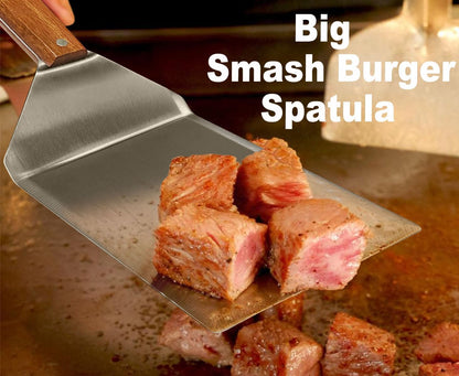 Set of 2 Extra Long Thicker Stainless Steel Griddle Spatula BBQ Tools