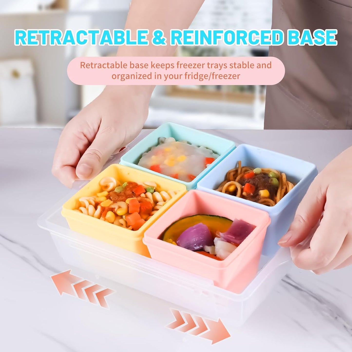 Gemice 1-Cup Silicone Freezer Molds with Lids, Individual 4-Pack Portion Soup Cubes Freezer Trays for Food Storage, Oven & Dishwasher Safe, BPA-Free, Silicone Freezer Containers for Meal Prep