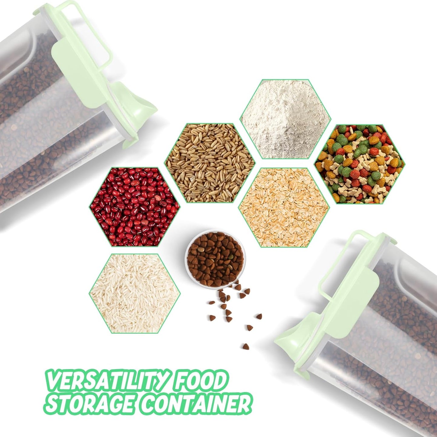 LEAWALK 5-7Lbs Dog Cat Food Storage Container with Upgraded Large Nozzle BPA-free, 4 Snap Seals Plastic Pet Food Storage Containers with Handles are Easy to Clean and Carry