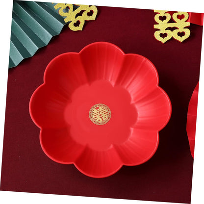 ABOOFAN 2 Pack Chinese Style Wedding Snack Trays 8.66 Inch Flower Shaped Candy Dishes Fruit Plates for Party and Home Decoration