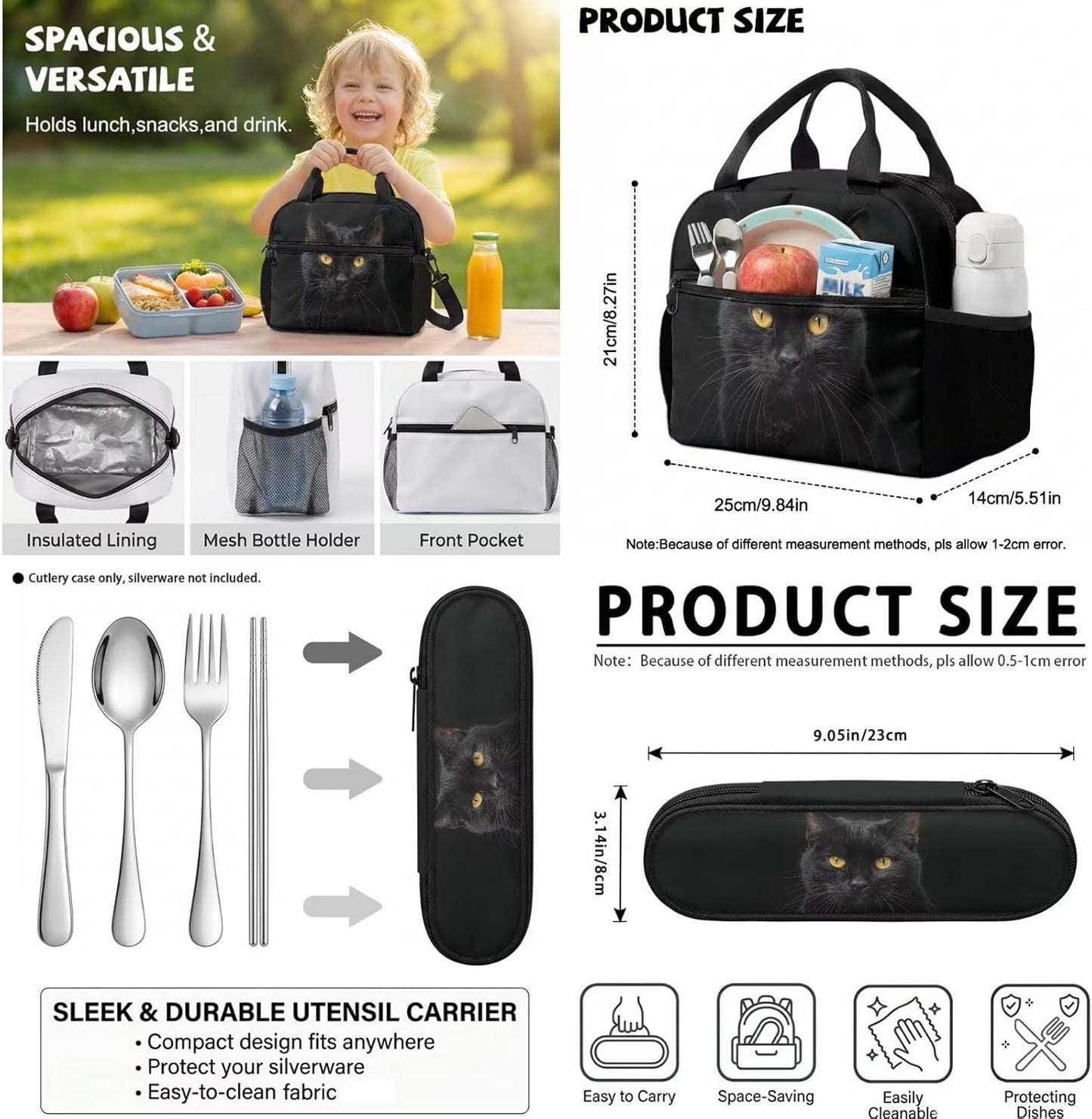 Highland Cow Backpack with Lunch Box Set for Kids Sunflower School Backpack for Girls Boys Back to School Bag Student Travel Backpacks Reusable Utensils Pen Case Water Bottle Bag 5PCS