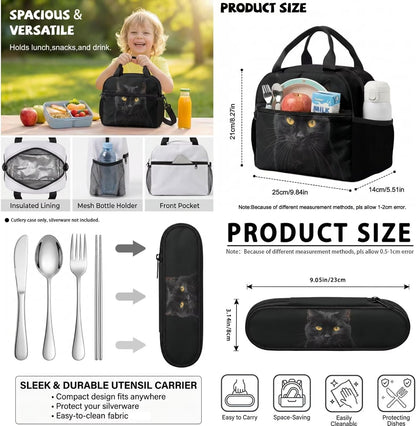 Highland Cow Backpack with Lunch Box Set for Kids Sunflower School Backpack for Girls Boys Back to School Bag Student Travel Backpacks Reusable Utensils Pen Case Water Bottle Bag 5PCS