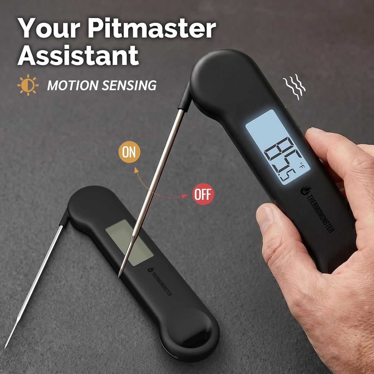 0.5 Sec Instant Read Meat Thermometer Digital for Outdoor Fryer, Black