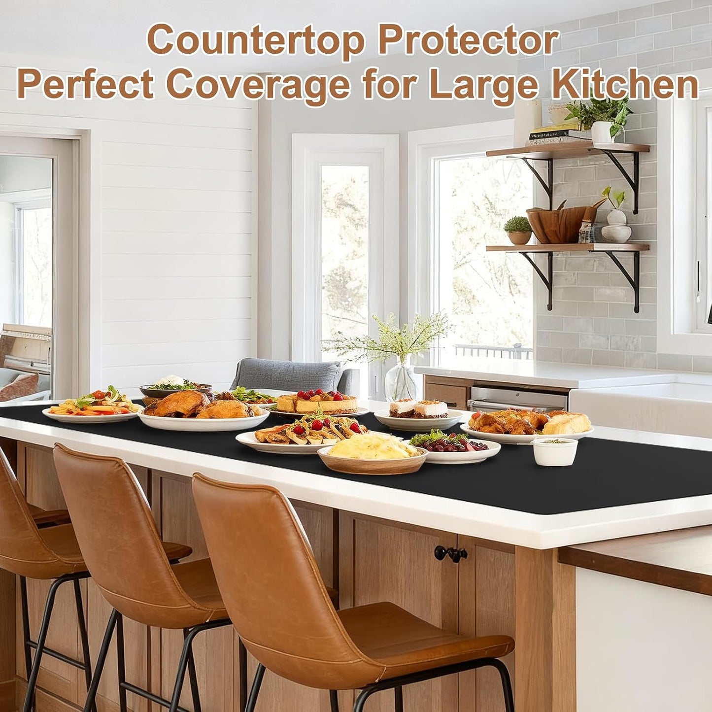 Gartful 78.7 x 15.7 inch Extra Large Silicone Mat for Kitchen, Non Slip Countertop Protector Heat-Resistant Multipurpose Pad for Dinner Table, Coffee Bar, Black
