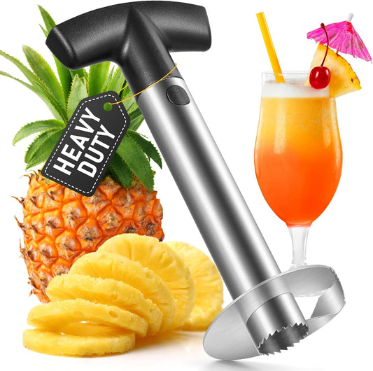 Pineapple Corer and Slicer, Heavy-Duty Stainless Steel Reinforced Thicker Blade Easy-to-Use Pineapple Core Remover & Peeler Tool