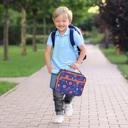 Kids Lunch Bag Boys - Insulated Kids Lunch Box Reusable Lunchbox with Water Bottle Holder Toddler Lunch Tote Bag for School Daycare, Black Dino Fossil