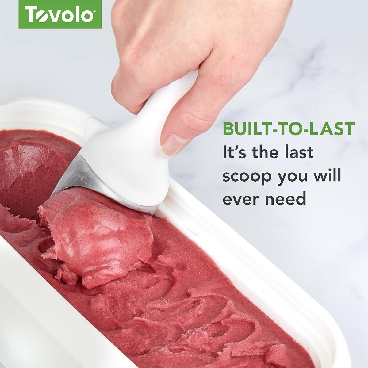 Tovolo Ice Cream Scoop Stratus Blue Dishwasher Safe Heavy Duty Ice Cream Scooper with Elevated Tilt Up Design, Heat Retaining Ice Cream Scoops with Non Slip Handle for Cookie Dough, Gelato, Sorbet