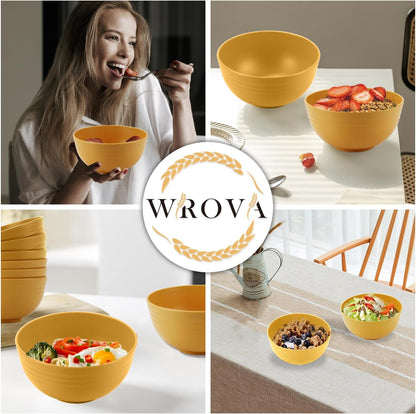 Wheat Straw Bowl Sets,8 PCS Unbreakable Cereal Bowl 26 OZ,Microwave and Dishwasher Safe Bowls,Bowl Sets for Camping and Picnic BPA Free Colorful Salad Bowls for Serving Soup,Oatmeal and Fruit Etc…