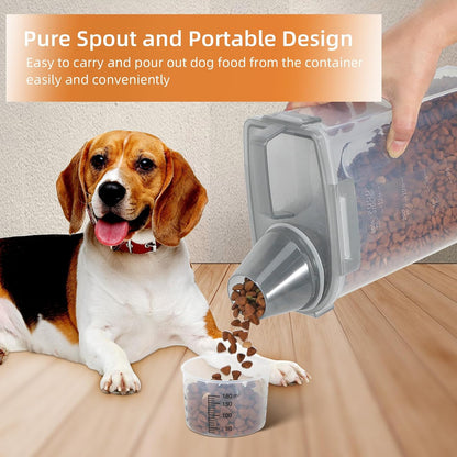 LEAWALK Airtight Small Cat Dog Pet Food Storage Containers BPA Free, with Large Pour Spout/1 Measuring Cup/ 4 Safety Locks and Double-layer Silicone Strip (Olive Gray x 2, 3L-2pack)