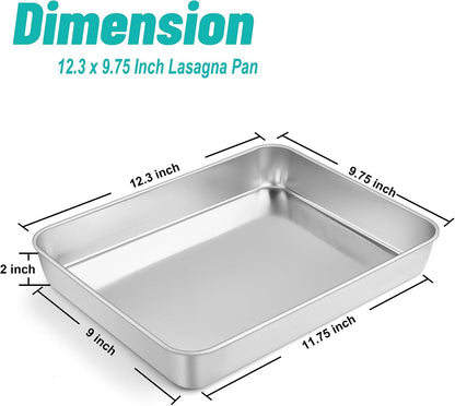 TeamFar Lasagna Pan, 16" x12.13" x2" Stainless Steel Rectangular Cake Pan