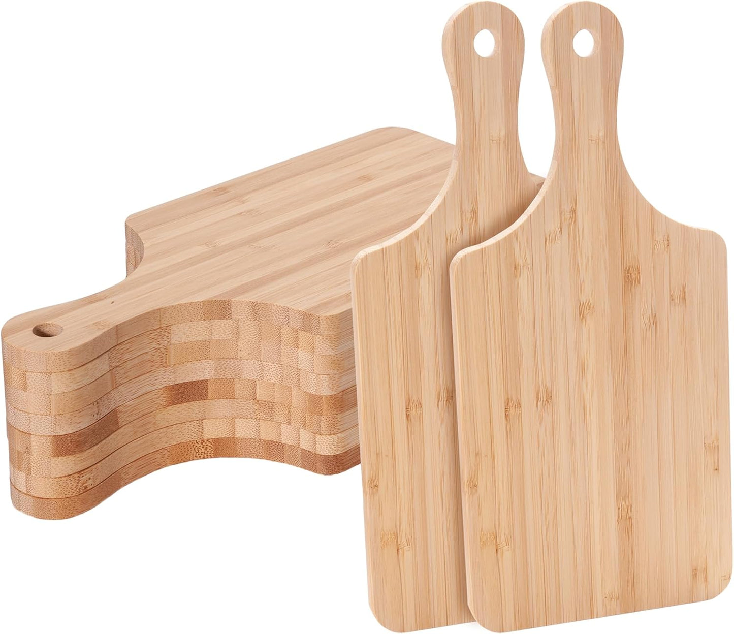 WILLOWDALE 10pcs Wood Cutting Boards for Kitchen, 10" Round Charcuterie Boards Wood Serving Board for Pizza, Cheese, Dessert, Wooden Cutting Board with Handle Fruit Vegetable Bamboo Cutting Board Set