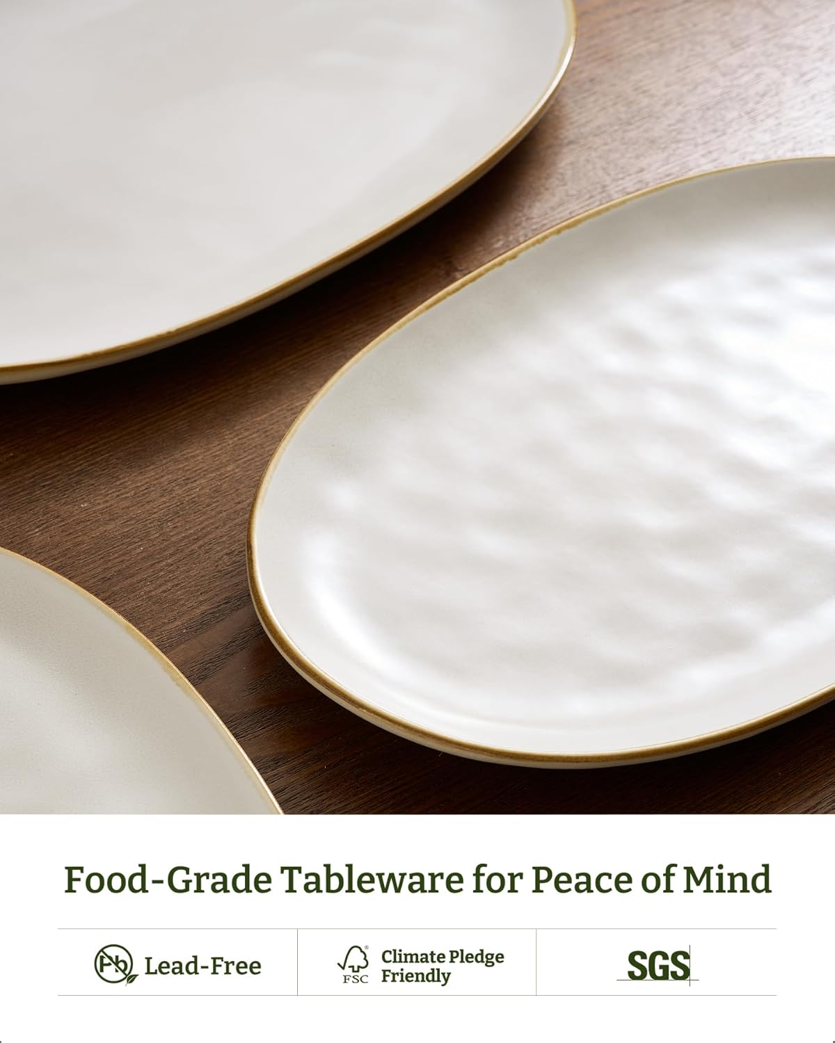 famiware Serving Platter, Oval 15.59/14.3/12.9inch Serving Dishes for Entertaining, Serving Bowls, Microwave Safe, Stoneware Serving Trays for Party, Food, Turkey, Cheese, Ocean Series, Vanilla White