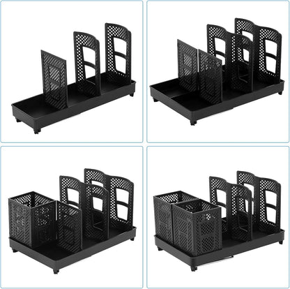 6-Compartment Cup and Lid Holder, Plastic Coffee Cup Holder with Straws Holder, 10-22oz Disposable Paper Cups Organizer for Countertop, Station, Bar,Office, Restaurant, Breakroom