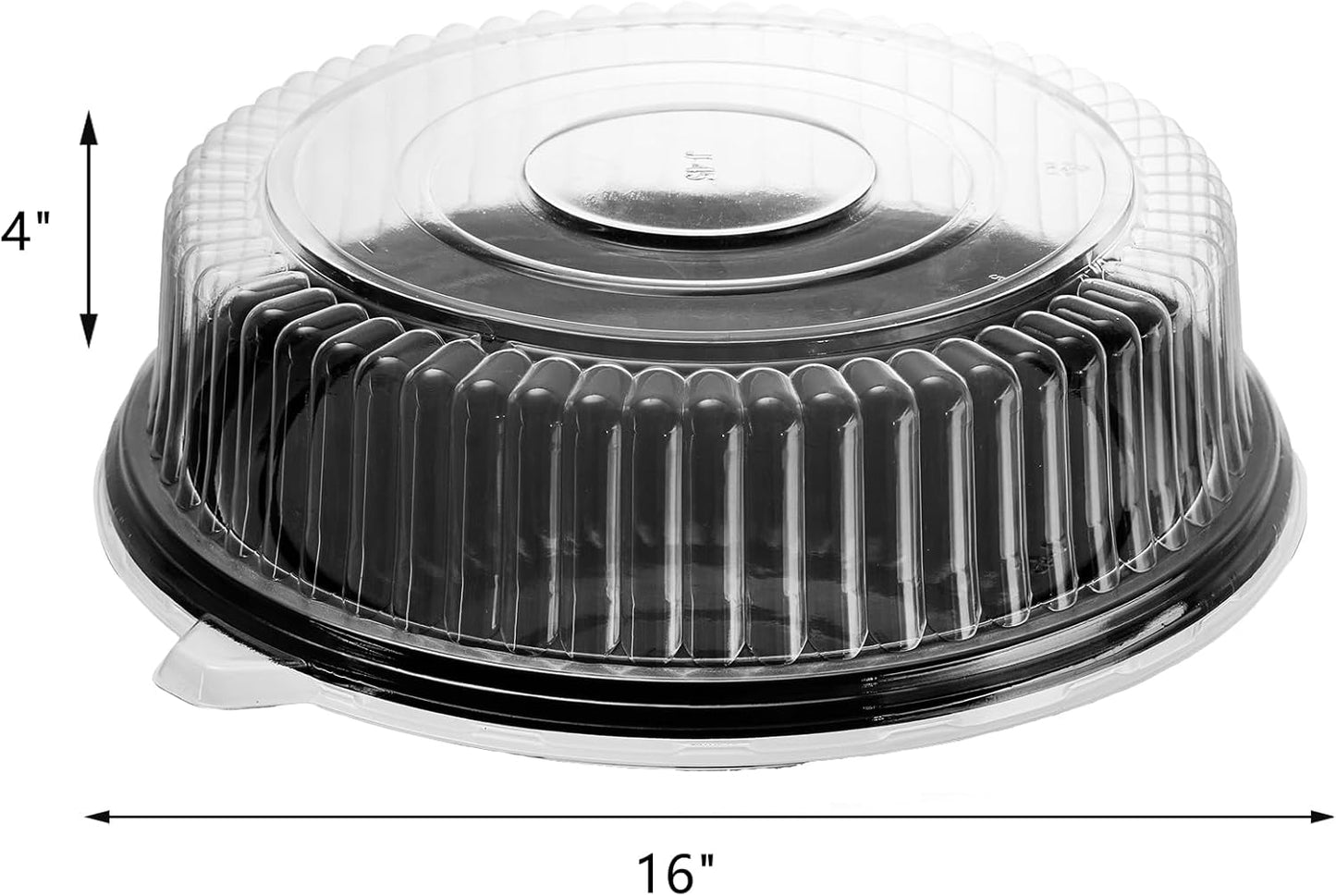 Frcctre 12 Pack 12 Inch Plastic Serving Tray with Lid, Disposable Plastic Food Serving Platters with Clear Dome Lids, Stackable Round Trays for Party, Takeout Food, Catering, Picnic