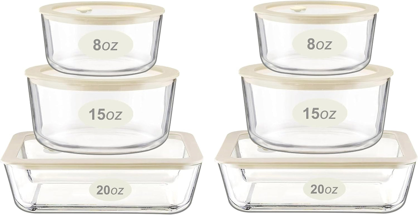 Urban Green Glass Food Container Set with Glass Lid, 3 Pack, Food Storage Containers Set, Airtight, LeakProof, 100% Plastic Free, Meal Prep Containers (White Color)