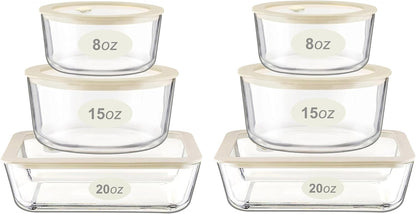 Urban Green Glass Food Container Set with Glass Lid, 3 Pack, Food Storage Containers Set, Airtight, LeakProof, 100% Plastic Free, Meal Prep Containers (White Color)