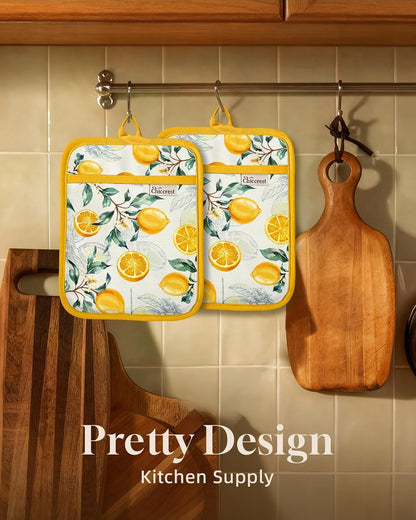 100% Cotton Potholders Textured Soft Silicone Grip Daisy Gingham