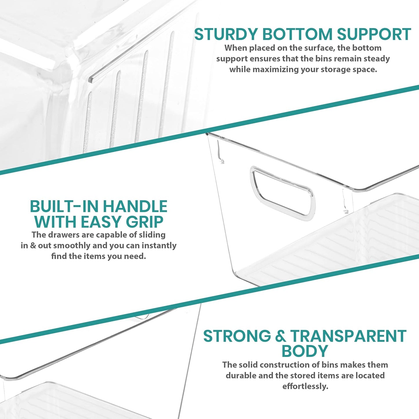 Utopia Kitchen Clear Pantry Organizers and Storage Bins 6 Pack, Large Clear Storage Bins for Pantry, Durable Freezer Organizer Bins With Handles for Organizing Fridge, Kitchen Organization