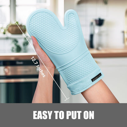 RORECAY Silicone Oven Mitts and Pot Holders Sets, Gloves for Kitchen, Beige