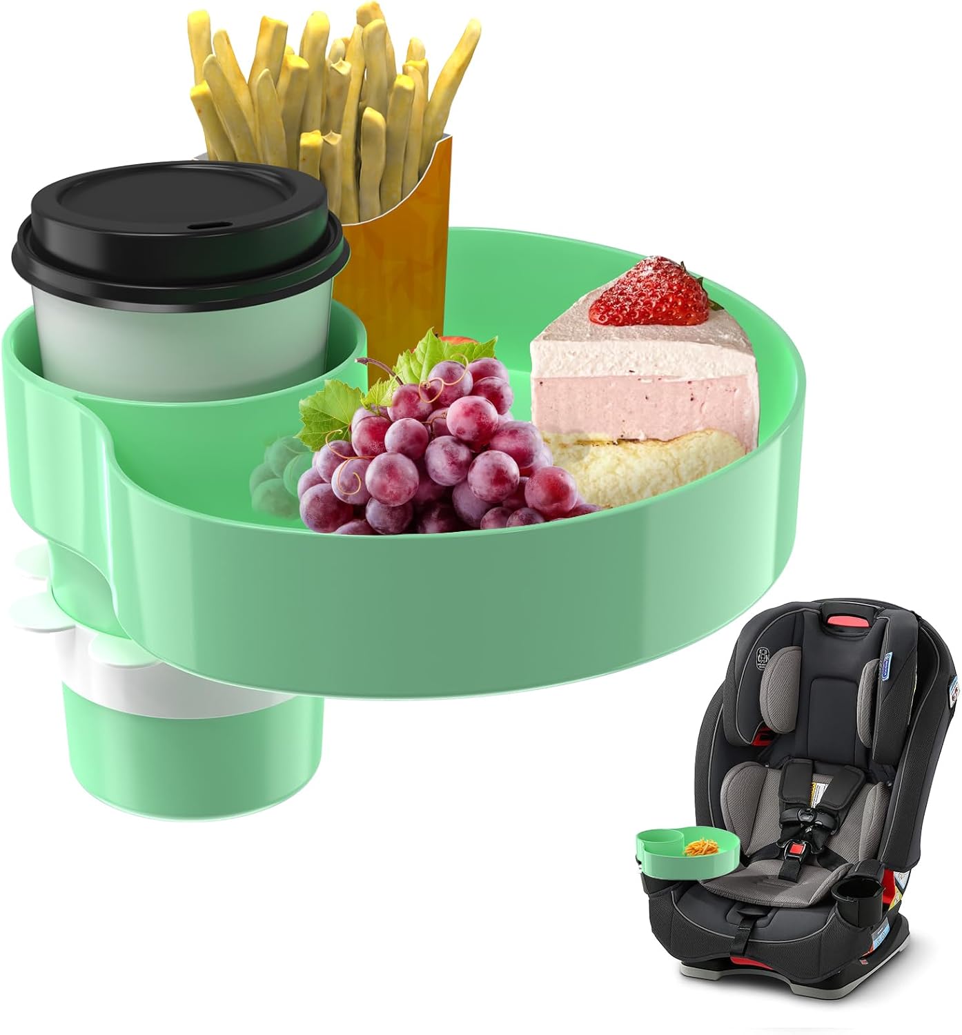 [2 Packs Blue & Pink] Kids Car Seat Tray, Travel Tray with Cup Holder for Toddler Baby, Kids Car Seat Food Snack Organizer for Road Trip, Stroller snack Organizer Travel Must Haves Toddler Must Haves