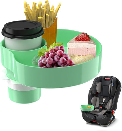 [2 Packs Blue & Pink] Kids Car Seat Tray, Travel Tray with Cup Holder for Toddler Baby, Kids Car Seat Food Snack Organizer for Road Trip, Stroller snack Organizer Travel Must Haves Toddler Must Haves
