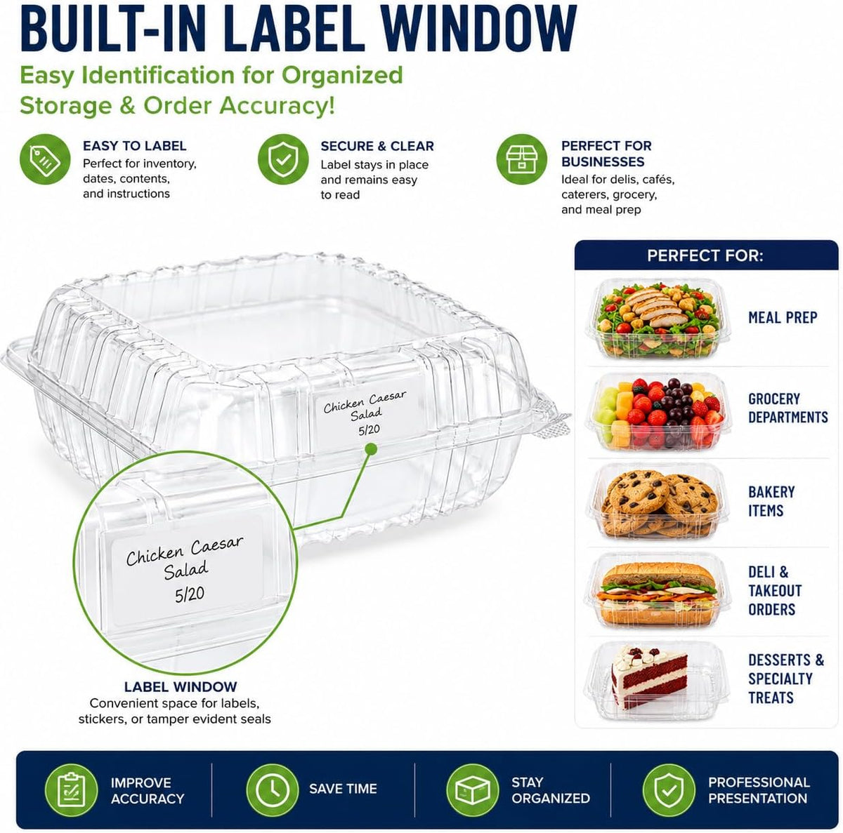 3 Compartment Food Containers with Lids, 25 Pack, 38 Oz Take Out Containers, Reusable Meal Prep Containers, Microwave Safe Lunch Boxes, Food Storage Containers for Catering, Restaurant & To Go Meals