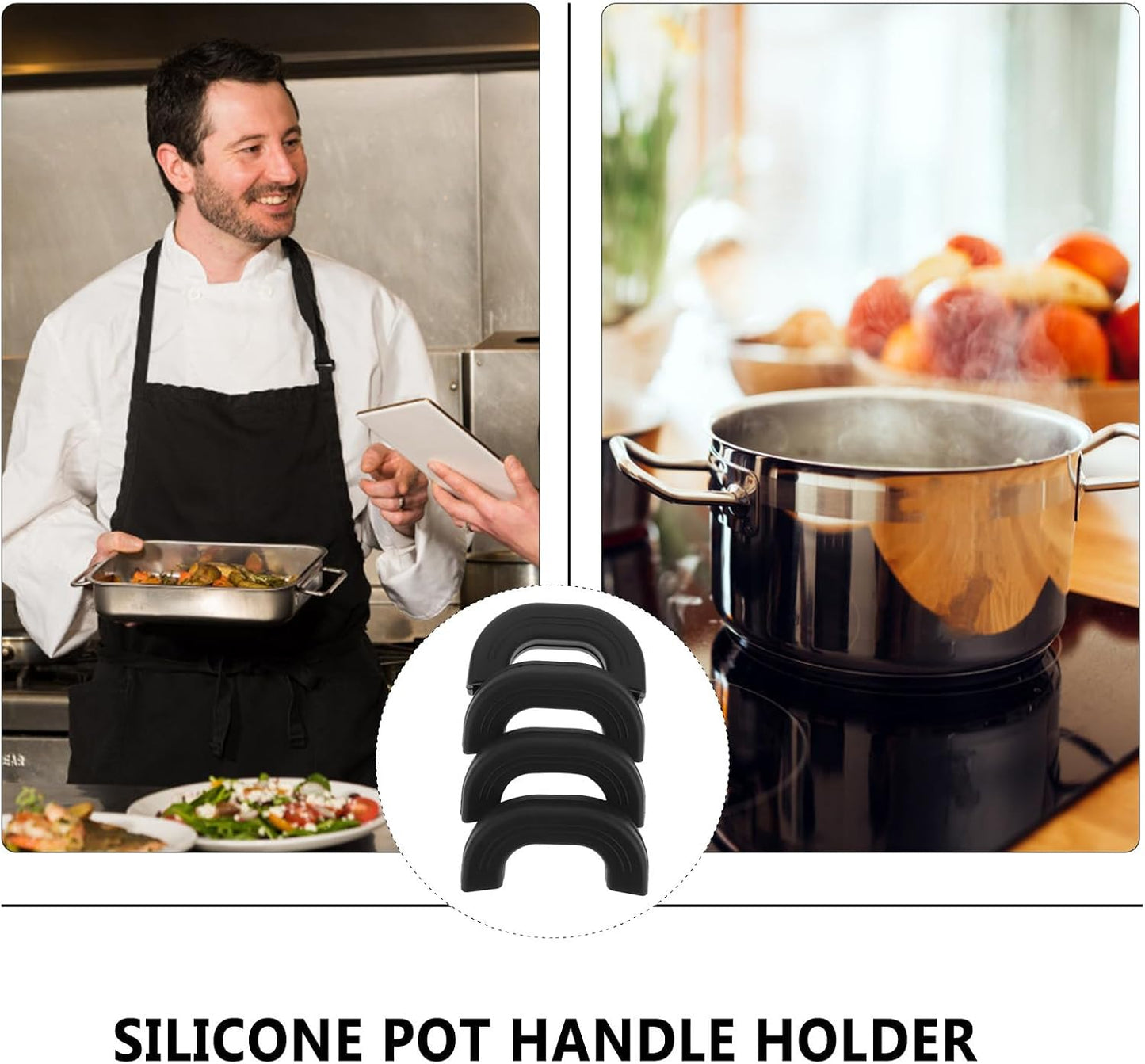 Hemoton 4pcs Silicone Pot Holders Set,Anti- Scald Hot Handle Protectors,Silicone Pot Holder Sleeve,Reusable Pan Handle Sleeve Covers,Cast Iron Skillet Handle Covers for Pans Skillets