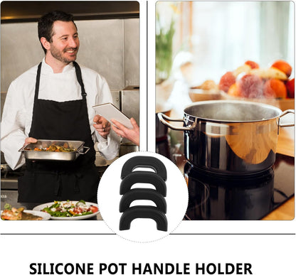 Hemoton 4pcs Silicone Pot Holders Set,Anti- Scald Hot Handle Protectors,Silicone Pot Holder Sleeve,Reusable Pan Handle Sleeve Covers,Cast Iron Skillet Handle Covers for Pans Skillets
