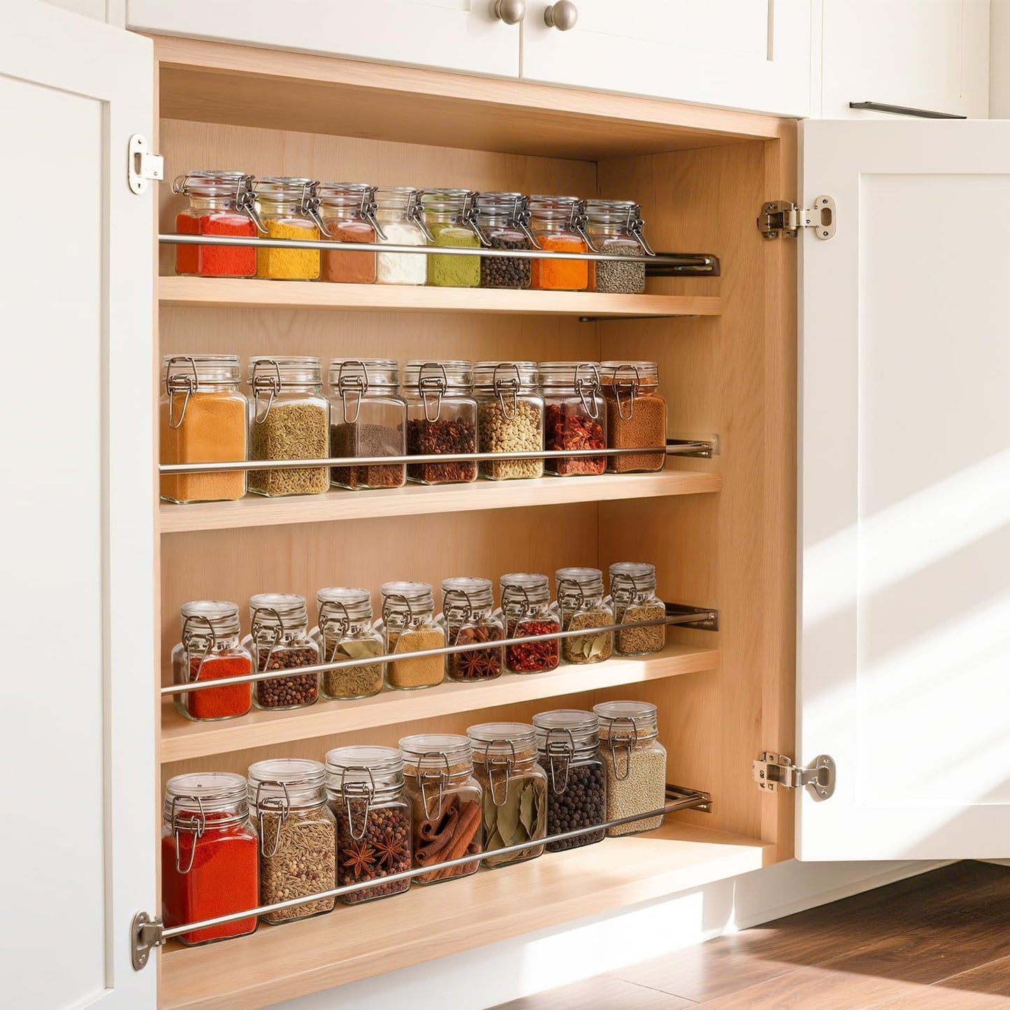 ComSaf Set of 3 Square Glass Jars with Airtight Lids (51 Oz) — Wire Clamp Canisters for Small-Batch Pickling, Kimchi, Bulk Dry Food, Wide Mouth Space Saving Kitchen Pantry Organization Jars
