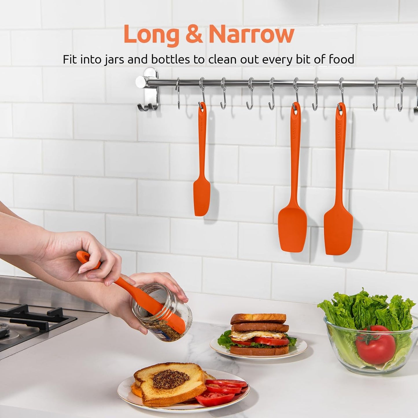 U-Taste Silicone Spatula Set with 600 Degrees Fahrenheit Heat Resistant (Black)