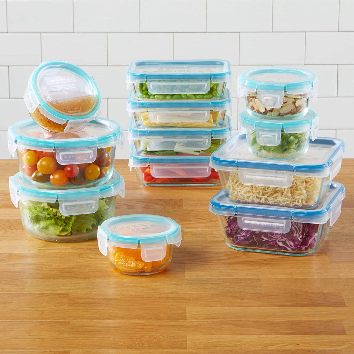 Snapware Glass Total Solutions (12-Pack) Food Storage Containers Set, (1, 2 & 4 Cup), Airtight & Leakproof Plastic Locking BPA-Free Lids, Freezer Dishwasher Microwave Safe