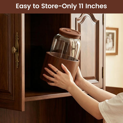 2 PCS 1 Gallon Glass Drink Dispenser for Parties, Beverage Dispenser with Wooden Stand, Silicone Lid and Stainless Steel Spigot, Ideal for Lemonade, Juice, Sun Tea, and Party Drinks