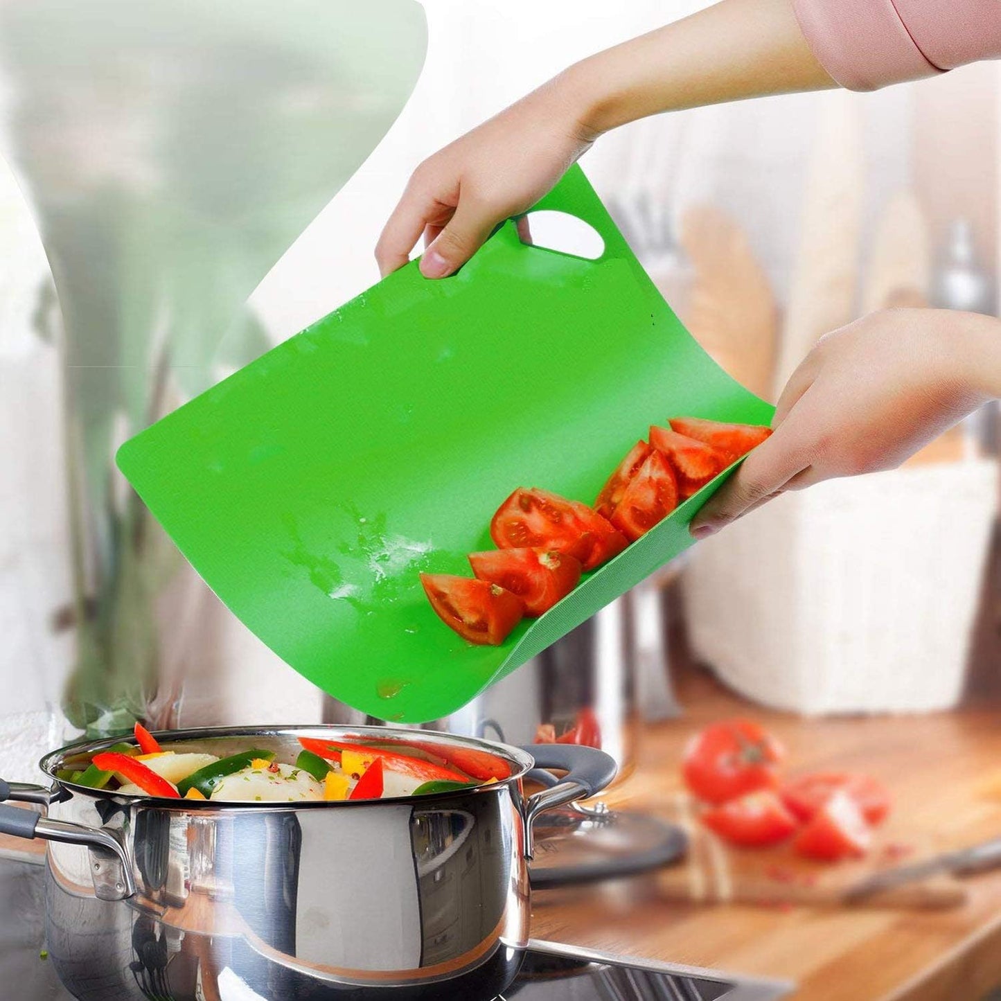 Heavy Duty Grip Flexible Cutting Board, Plasitc Cutting Board Mats Set Better Use for Kitchen RV Bar BBQ, Thicker Chopping Board (1.2mm), BPA Free (Multi-color: Set of 4)
