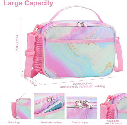 RHCPFOVR Kids Initial Lunch Bag - Insulated Lunch Box for Boys Girls,Washable Lunch Bag and Reusable Toddler Leak-proof Lunchbox for School and Daycare - Colors B