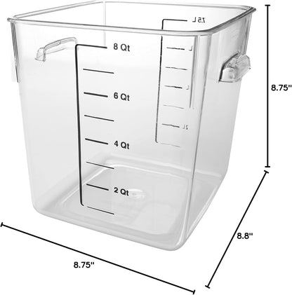 Rubbermaid Commercial Products Space Saving Square Food Storage Container 6 Quart Clear for Kitchen/Sous Vide/Meal Prep