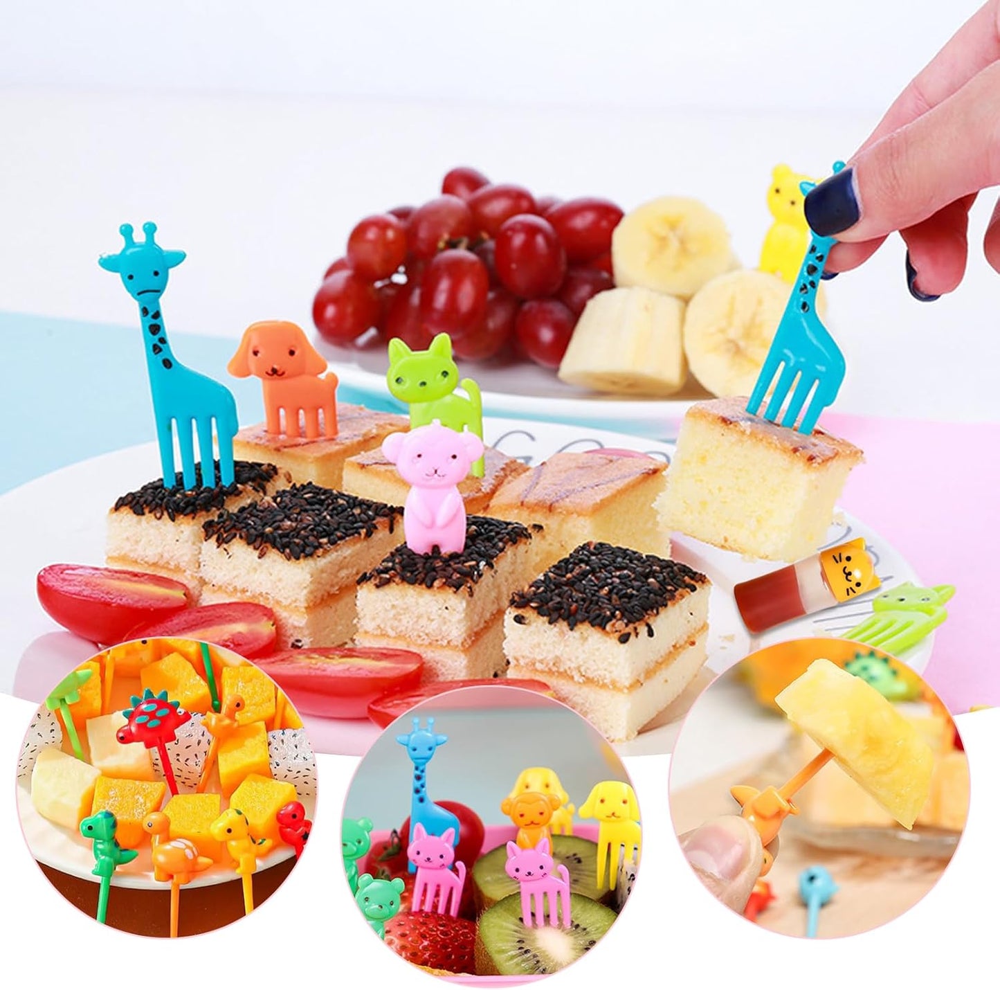 152 Pcs Bento Box Accessories Kids Mini Sauce Bottles Including Food Picks Mini Condiment Ketchup Squeeze Bottles Reusable Animal Fruit Food Toothpicks for Camping Office Accessories