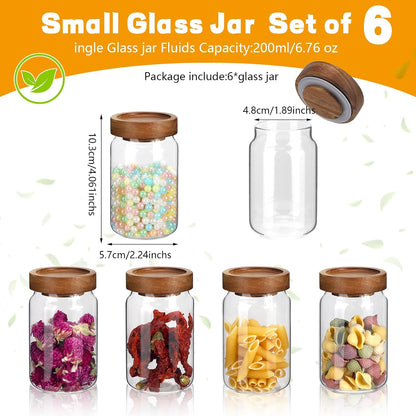Small Glass Jars with Airtight Lids Round Spice Jar Kitchen Storage Jars Seasoning Containers Bottle Glass Food Storage Canisters Jars for Coffee Cookie Liquid Pantry Organizers