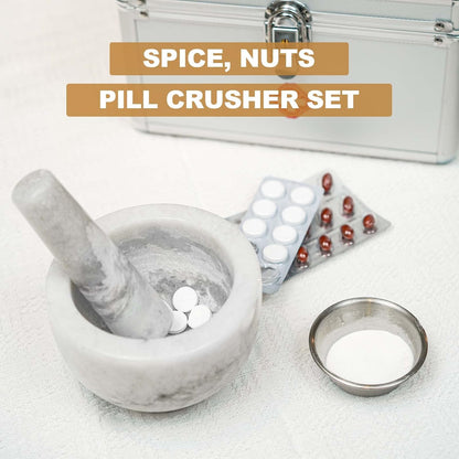 Koville Luxury Marble Mortar and Pestle Set, 7"-4cups Grinder Bowl for Guacamole, Salsa, Pill Crusher, Spice, Herb, Garlic, Nut, Heavy Duty Grinder for Kitchen