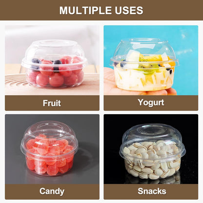 Disposable Food Containers With Lids And Spoons 50 Pack 12 oz Mini Parfait Dessert Cups Take Out Meal Prep Salad Bowls For Lunch, Plastic Ice Cream Bowls Pet, Acai Bowl, To-Go Party Containers(12oz)