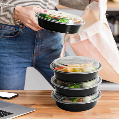 MUCHII 32 oz 3 Compartment Meal Prep Containers With Lids 20 Count To Go, Plastic Disposable Food Containers Microwave and Freezer Safe