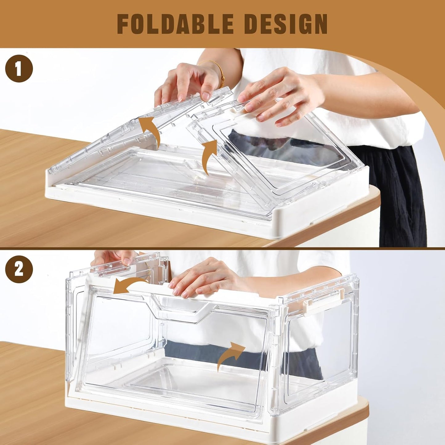 Freebat 6 Pack Closet Organizers and Storage,Clear Stackable Plastic Storage Bins with Lids Magnetic Doors,Clothes Organizers and Storage,Plastic Craft Containers for Wardrobe Kitchen Bathroom Office