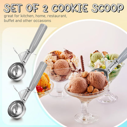 Reallnaive Ice Cream Scooper with Trigger, 4 oz, Gray