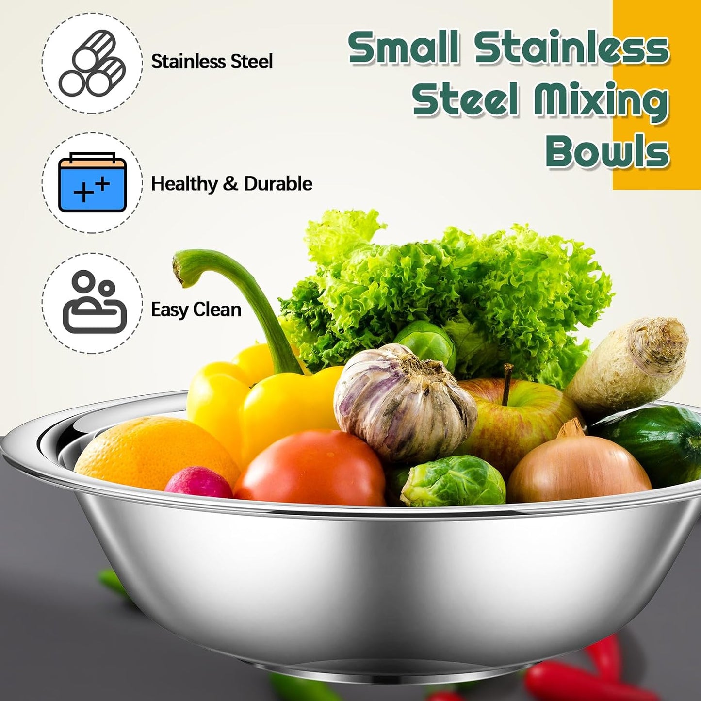 Tioncy 20 Pack Small Mixing Bowls, 3/4 Quart Stainless Steel Prep Bowl for Sauces, Snacks, Side Salads, 6.3 Inch Cooking Baking Bowls Set with Flat Base, Dishwasher Safe